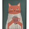 Canvas Schilderij Cat Coffee 40x50 cm