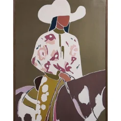 Canvas Schilderij Cowgirl Horse 45x60 cm