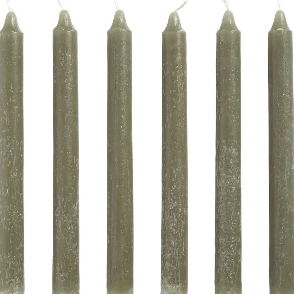 Dinerkaarsen Mosgroen - 20 cm - 6 Stuks