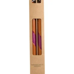 Dinerkaarsen Swirl Paars/Oranje - 2 Stuks
