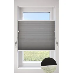 Fenstr Dubbel Plisségordijn Mia Donkergrijs Lichtdoorlatend