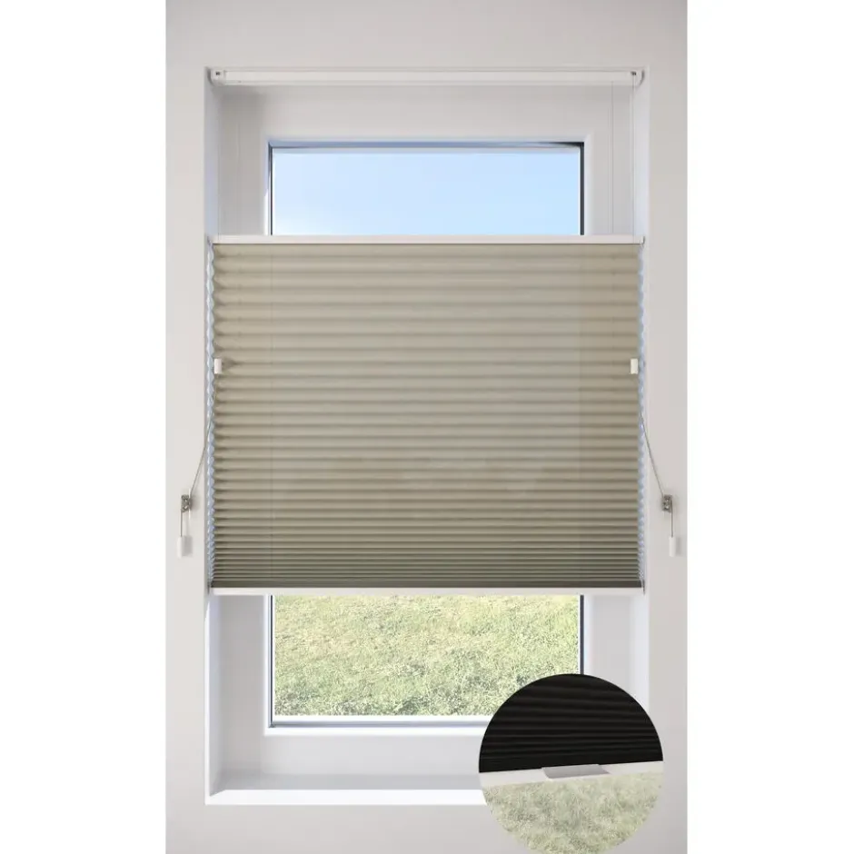 Fenstr Plisségordijn Raya Taupe Lichtdoorlatend