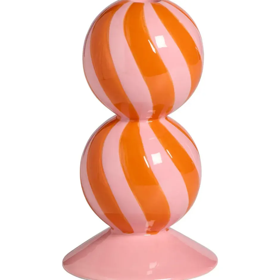 Kandelaar Kerstbal Swirl Oranje 20 cm