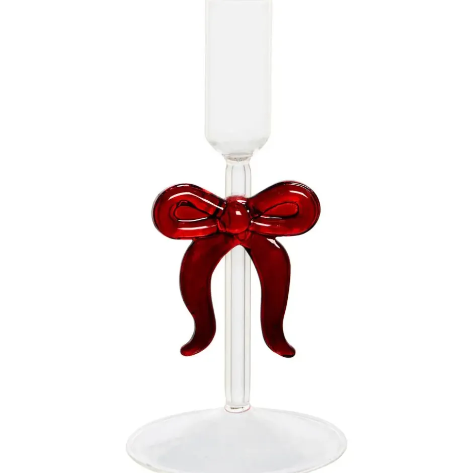 Kandelaar Strik Glas Rood 18 cm