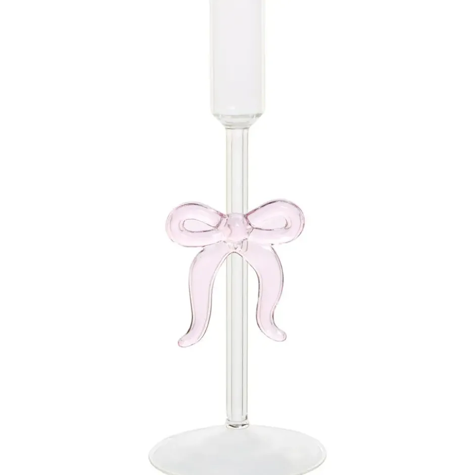 Kandelaar Strik Glas Roze 22 cm