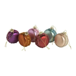 Kerstballen Macaron Multicolor - 6 Stuks