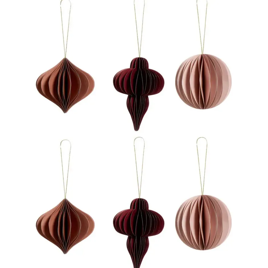 Kersthangers Nude/Rood Papier - 6 Stuks