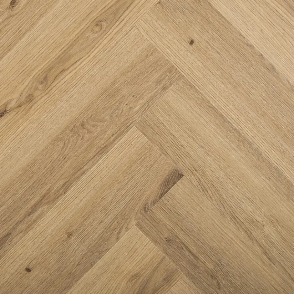 Klik PVC Lisbon Naturel Eiken Visgraat Met Geïntegreerde Ondervloer