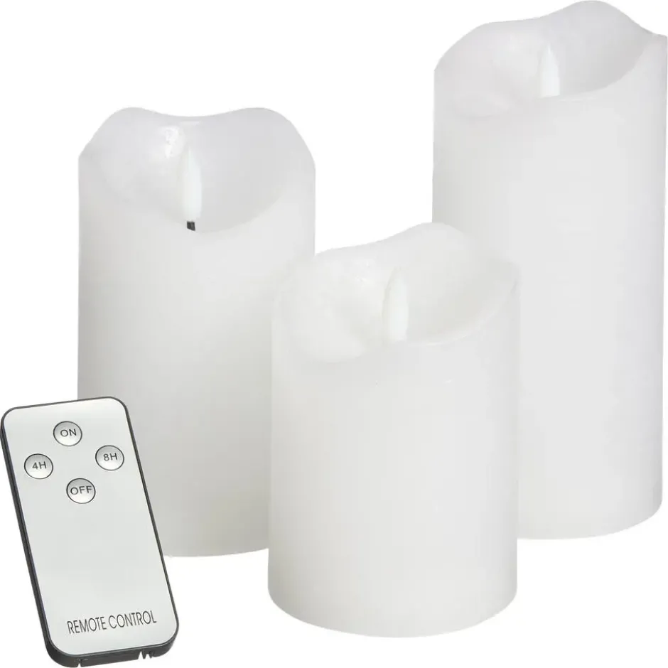 LED Kaarsen Met Afstandsbediening En Timer Wit - 3 Stuks