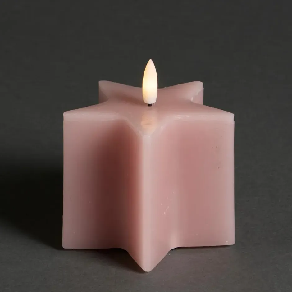LED Kaars Ster Roze 10 cm