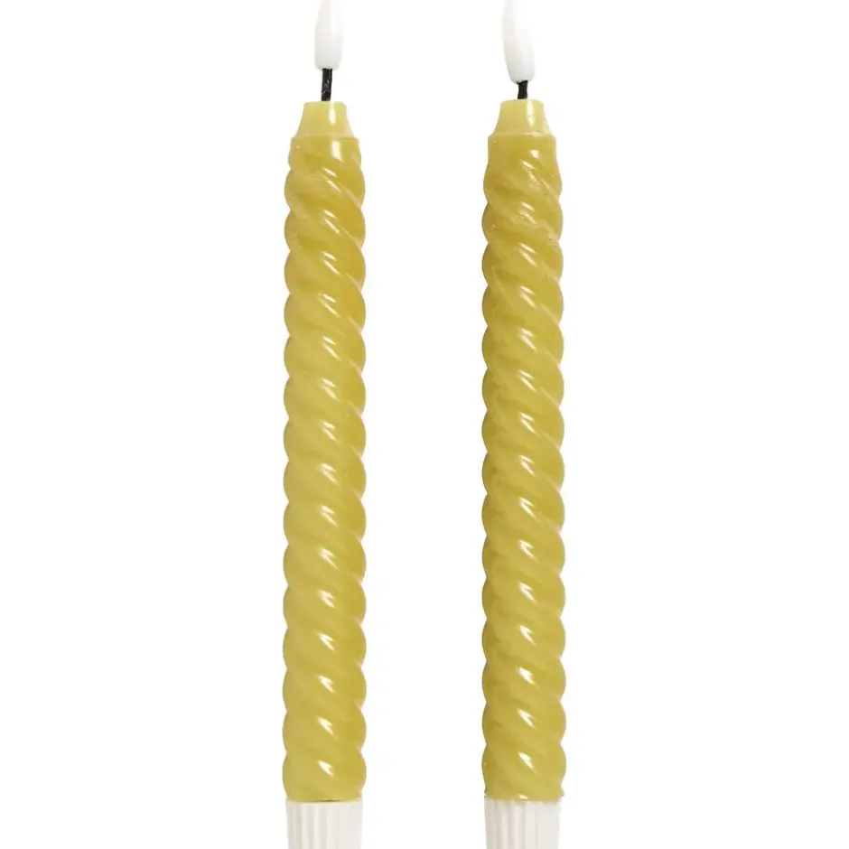 LED Kaars Swirl Geel - 2 Stuks
