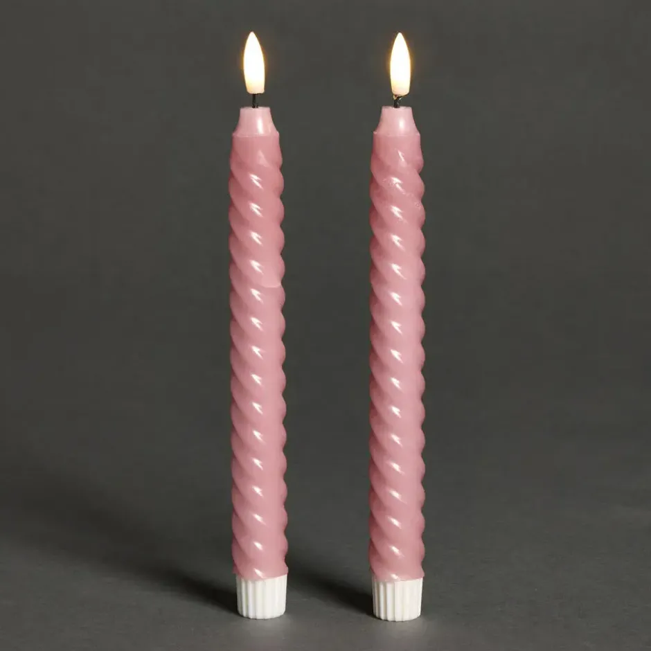 LED Kaars Swirl Roze - 2 Stuks