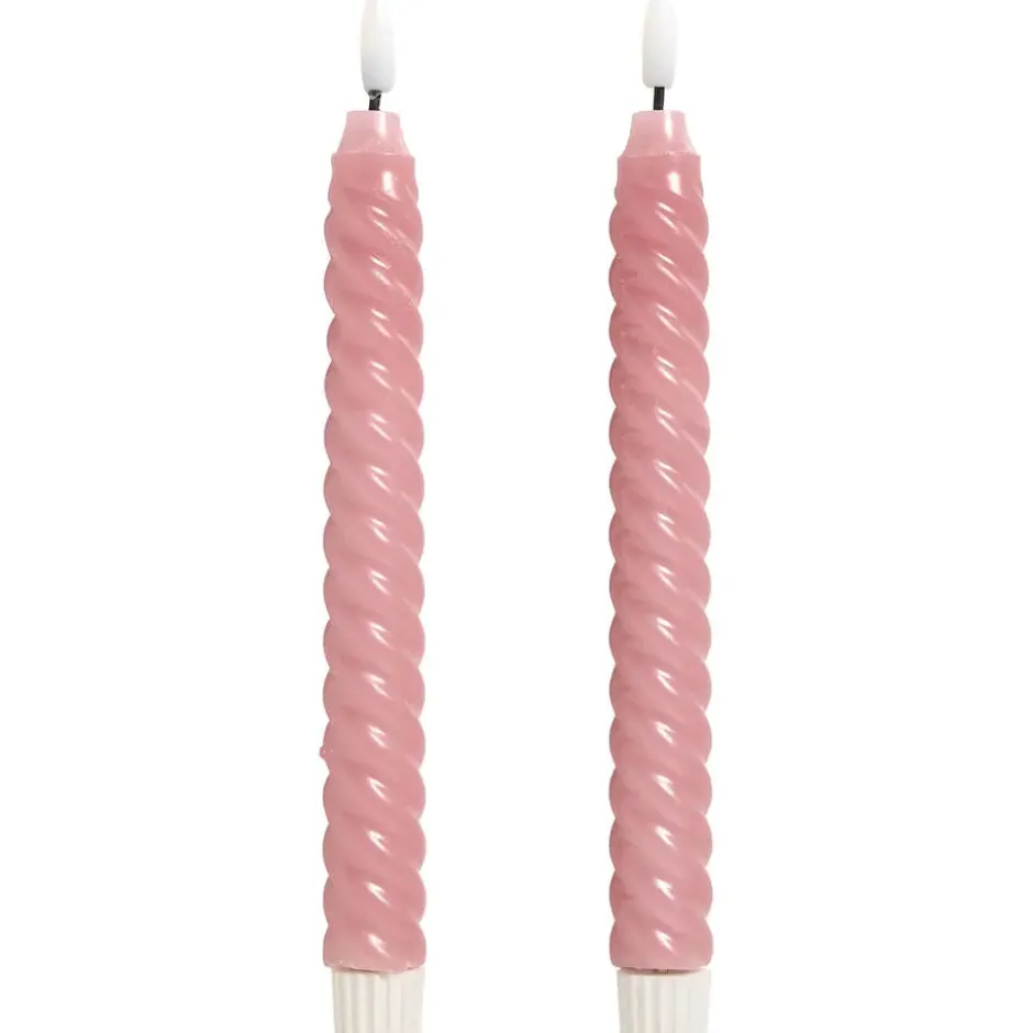 LED Kaars Swirl Roze - 2 Stuks
