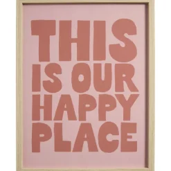 Poster Happy Place Roze 35x45 cm