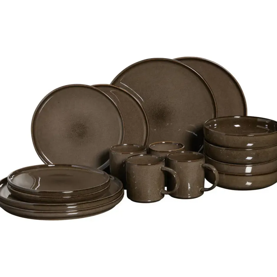 Serviesset 16-Delig Glazuur Bruin