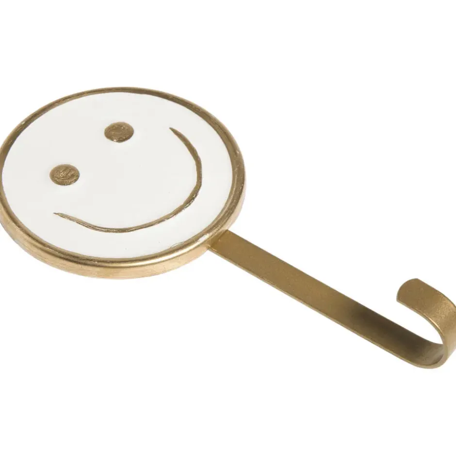 Wandhaak Smiley Wit/Goud